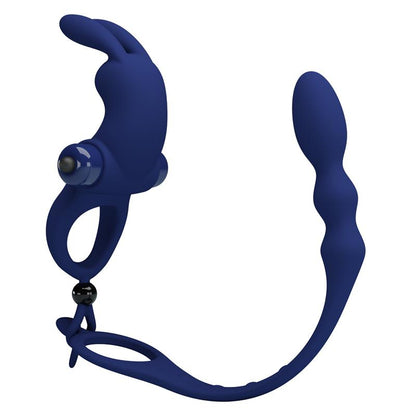 PRETTYLOVE - VIBRATING PENIS RING WITH ANAL CHAIN