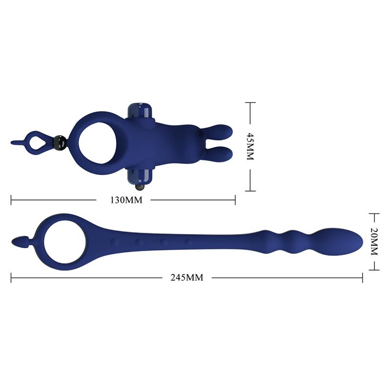 PRETTYLOVE - VIBRATING PENIS RING WITH ANAL CHAIN