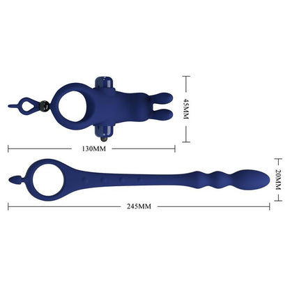 PRETTYLOVE - VIBRATING PENIS RING WITH ANAL CHAIN