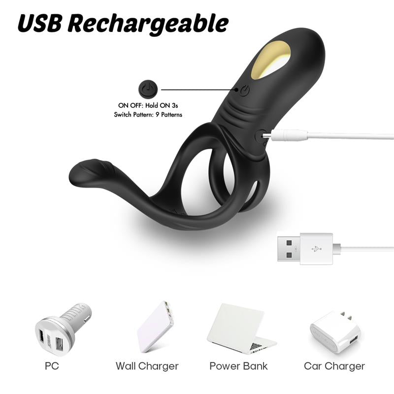 URBAN SKY - VIBRATING PENIS RING WITH PERIANAL STIMULATION