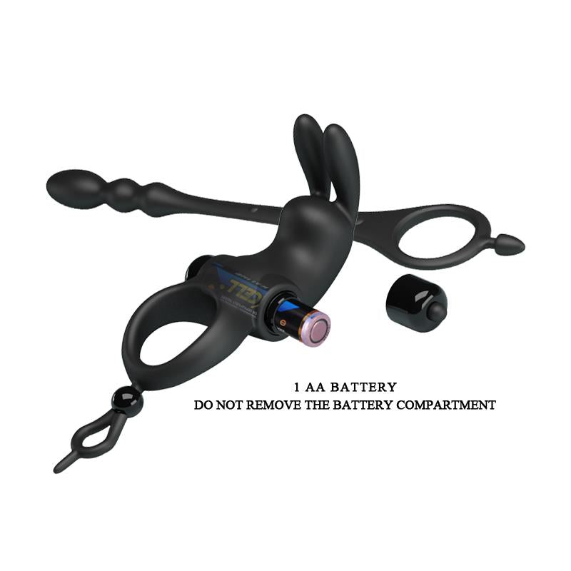 PRETTYLOVE - VIBRATING RING WITH DESMONTABLE ANAL CHAIN