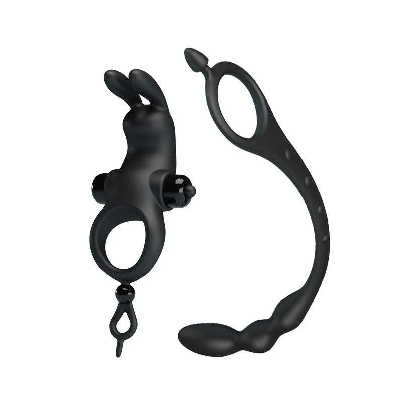 PRETTYLOVE - VIBRATING RING WITH DESMONTABLE ANAL CHAIN