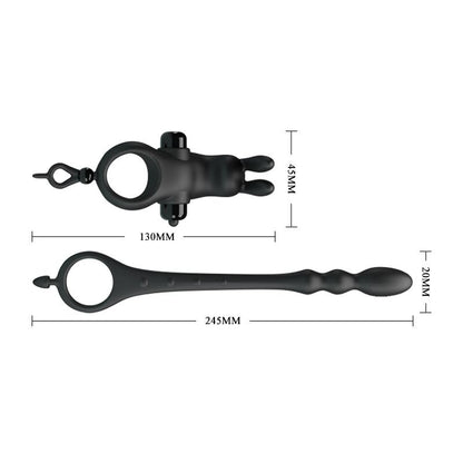 PRETTYLOVE - VIBRATING RING WITH DESMONTABLE ANAL CHAIN