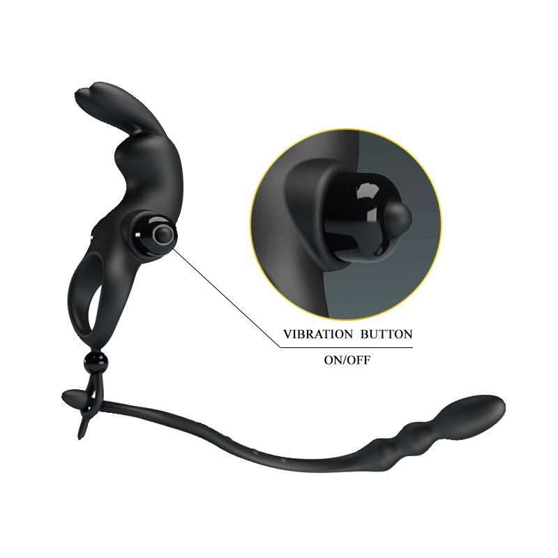 PRETTYLOVE - VIBRATING RING WITH DESMONTABLE ANAL CHAIN