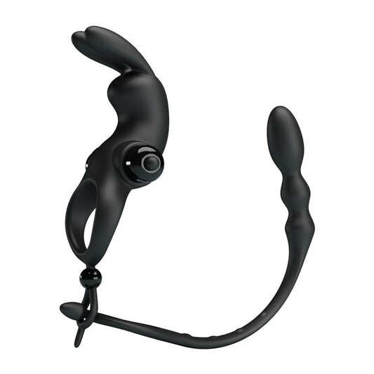 PRETTYLOVE - VIBRATING RING WITH DESMONTABLE ANAL CHAIN