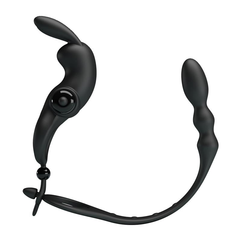 PRETTYLOVE - VIBRATING RING WITH DESMONTABLE ANAL CHAIN