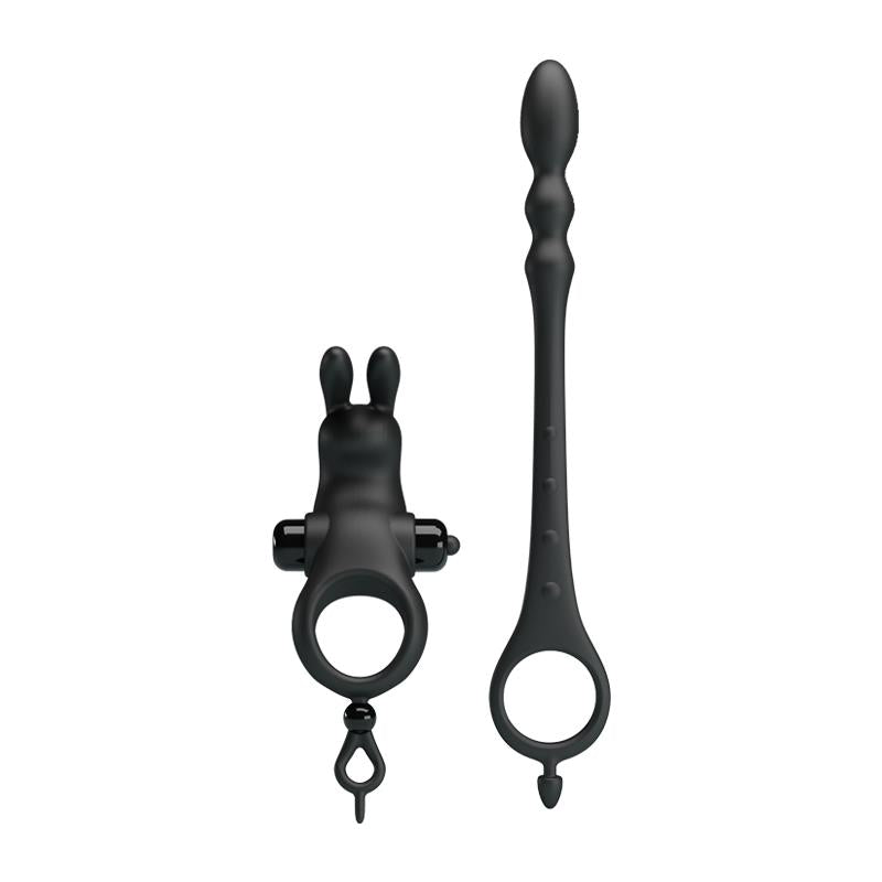 PRETTYLOVE - VIBRATING RING WITH DESMONTABLE ANAL CHAIN