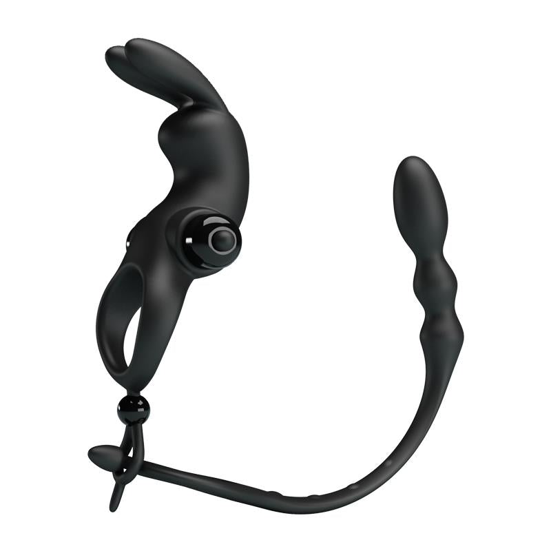 PRETTYLOVE - VIBRATING RING WITH DESMONTABLE ANAL CHAIN