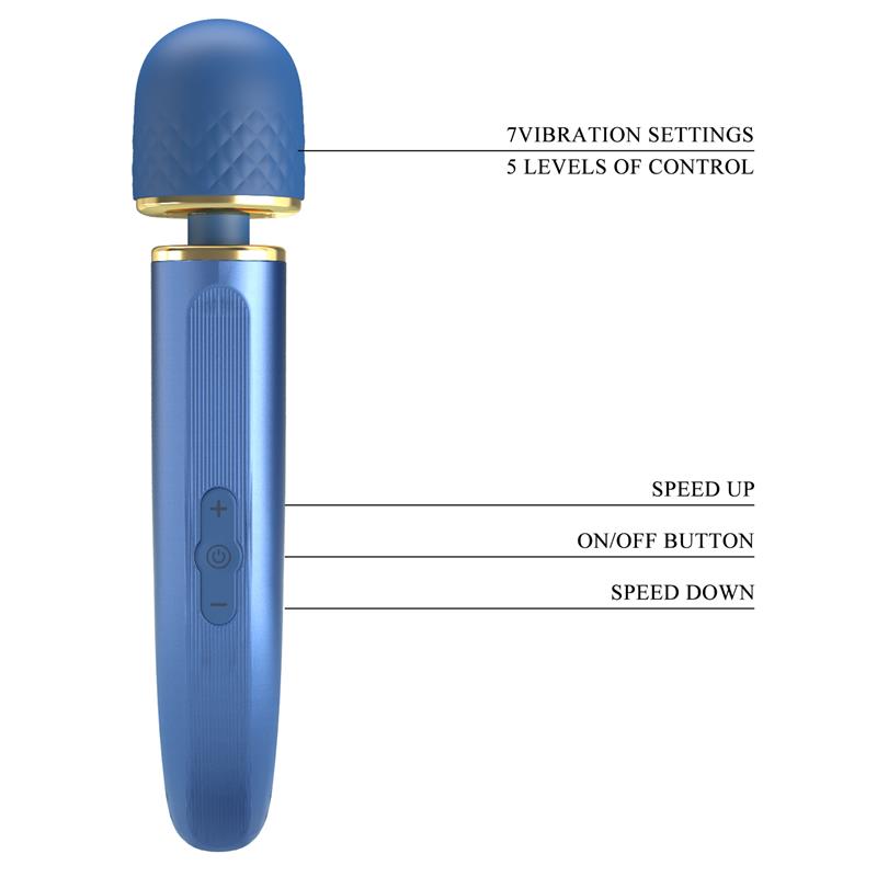 PRETTYLOVE - VIBRATING WAND USB SILICONE BLUE