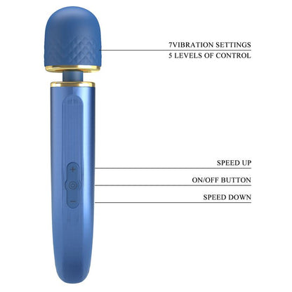 PRETTYLOVE - VIBRATING WAND USB SILICONE BLUE