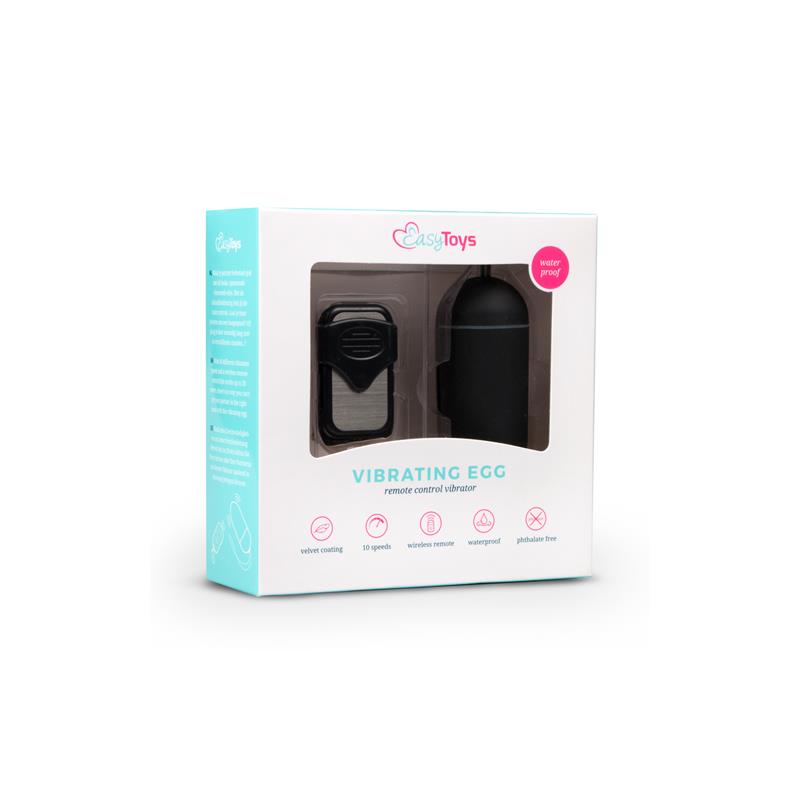 EASYTOYS - VIBRATION EGG REMOTE CONTROL 10 FUNCTIONS BLACK