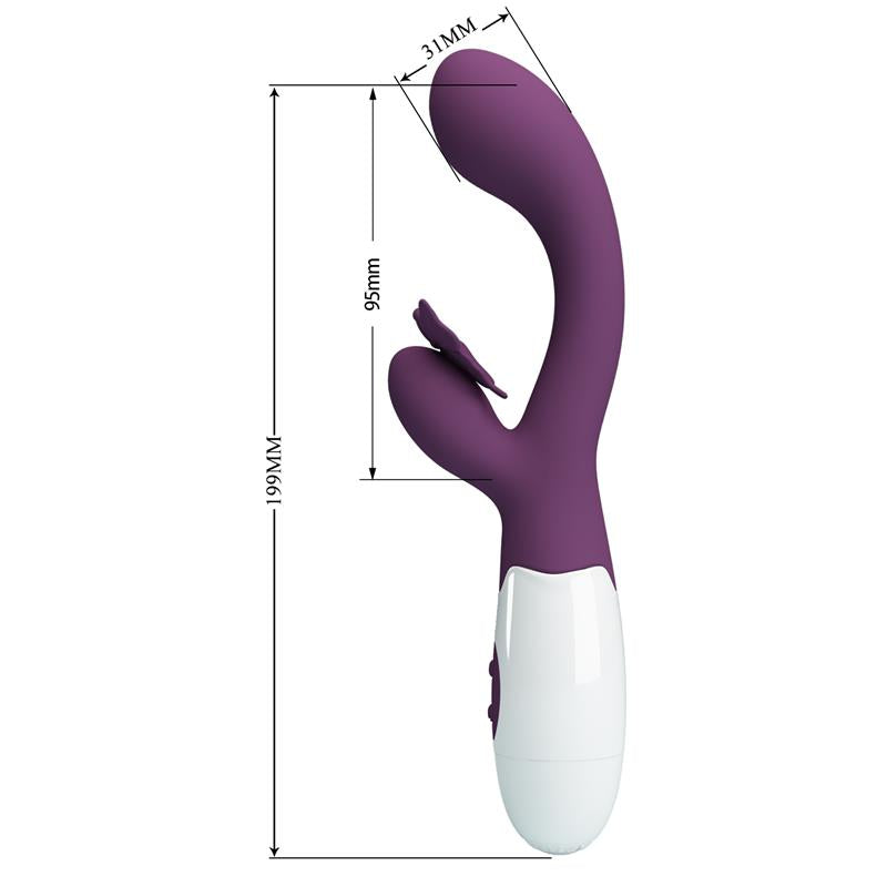 PRETTY LOVE - BUTTERFLY KISS RABBIT VIBRATOR & G-SPOT STIMULATOR PURPLE