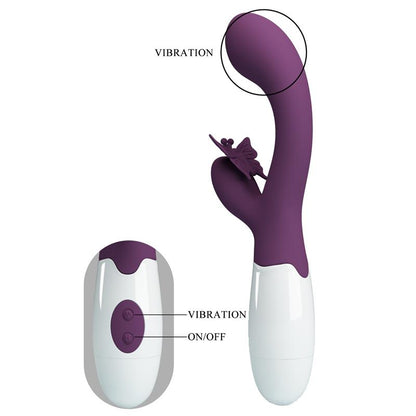 PRETTY LOVE - BUTTERFLY KISS RABBIT VIBRATOR & G-SPOT STIMULATOR PURPLE