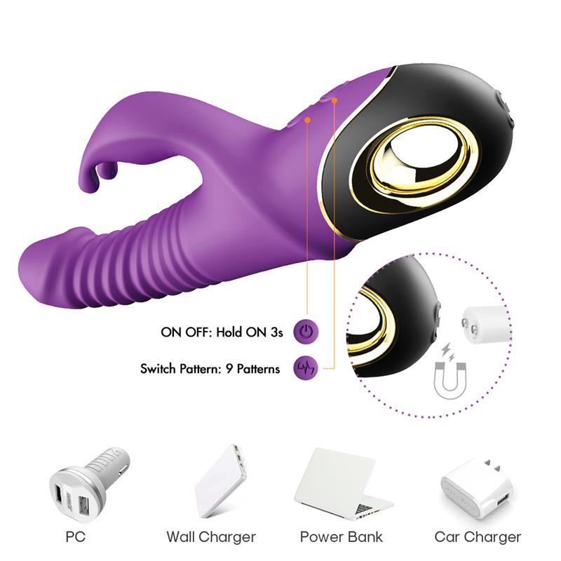 URBAN SKY - VIBRATOR WITH THRUSTING AND 360º WIGGLING  PURPLE