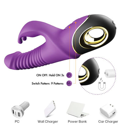 URBAN SKY - VIBRATOR WITH THRUSTING AND 360º WIGGLING  PURPLE
