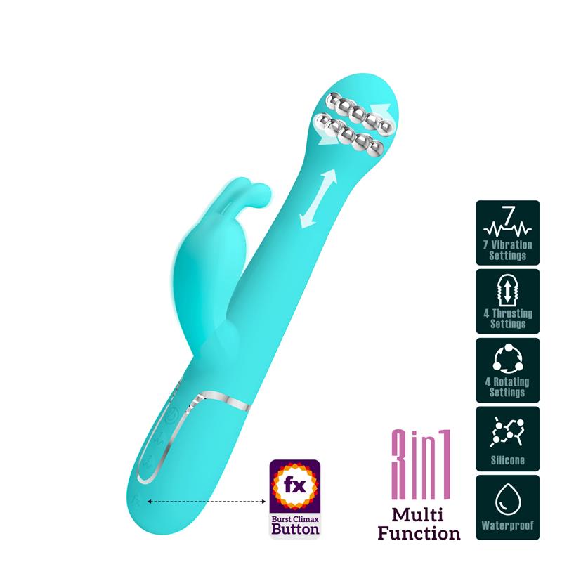 PRETTYLOVE - VIVE WITH THRUSTING AND ROTATING BEADS DEJON BLUE