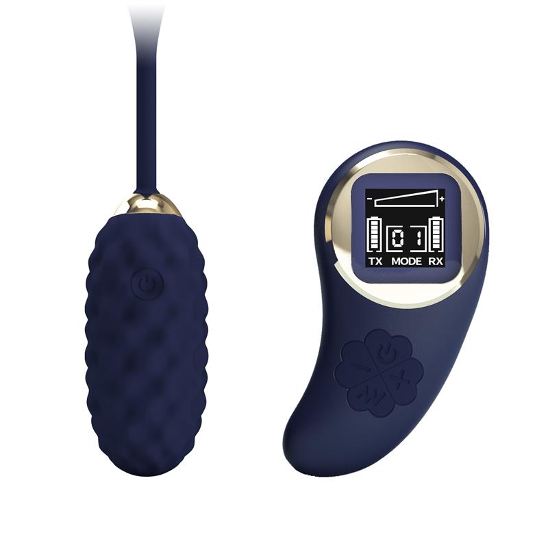 PRETTYLOVE - VIVIAN VIBRATING EGG WITH DIGITAL SCREEN REMOTE CONTROL BLUE