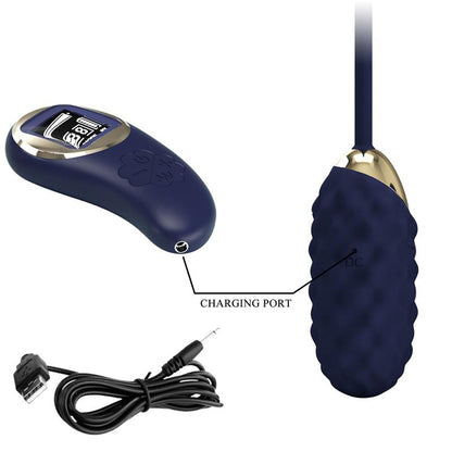 PRETTYLOVE - VIVIAN VIBRATING EGG WITH DIGITAL SCREEN REMOTE CONTROL BLUE