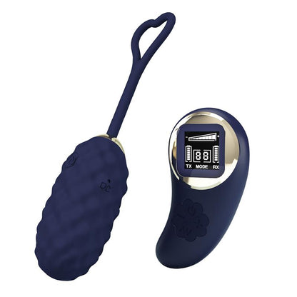 PRETTYLOVE - VIVIAN VIBRATING EGG WITH DIGITAL SCREEN REMOTE CONTROL BLUE