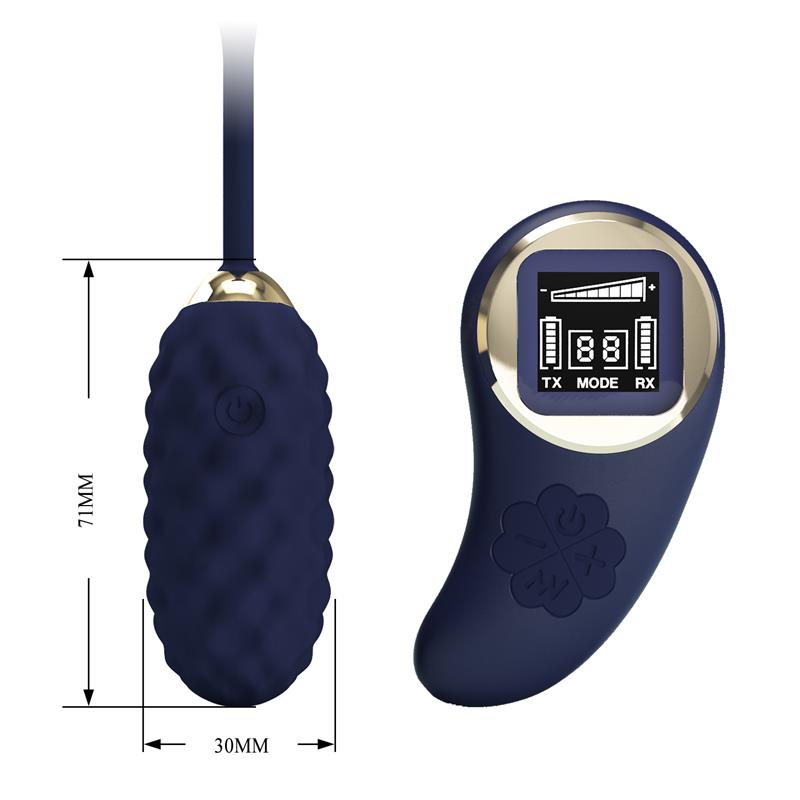 PRETTYLOVE - VIVIAN VIBRATING EGG WITH DIGITAL SCREEN REMOTE CONTROL BLUE