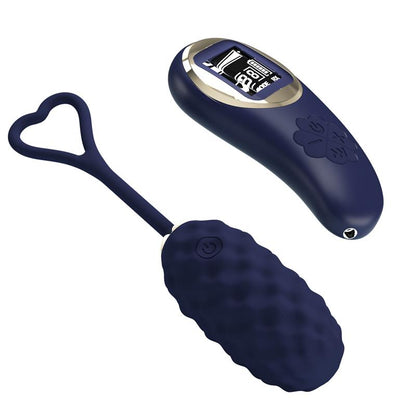 PRETTYLOVE - VIVIAN VIBRATING EGG WITH DIGITAL SCREEN REMOTE CONTROL BLUE