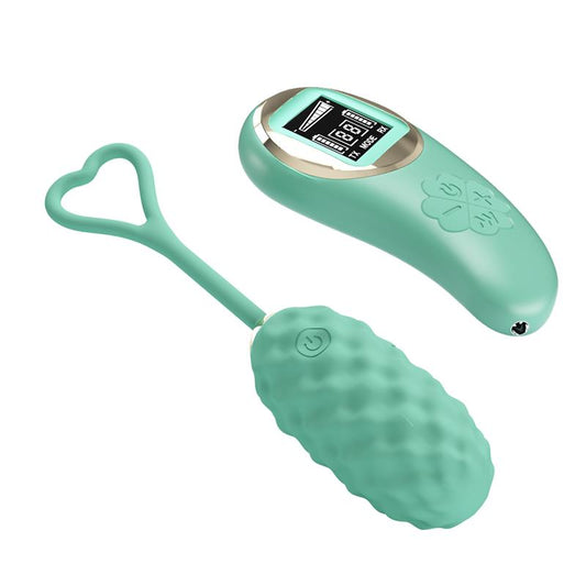 PRETTYLOVE - VIVIAN VIBRATING EGG WITH DIGITAL SCREEN REMOTE CONTROL GREEN