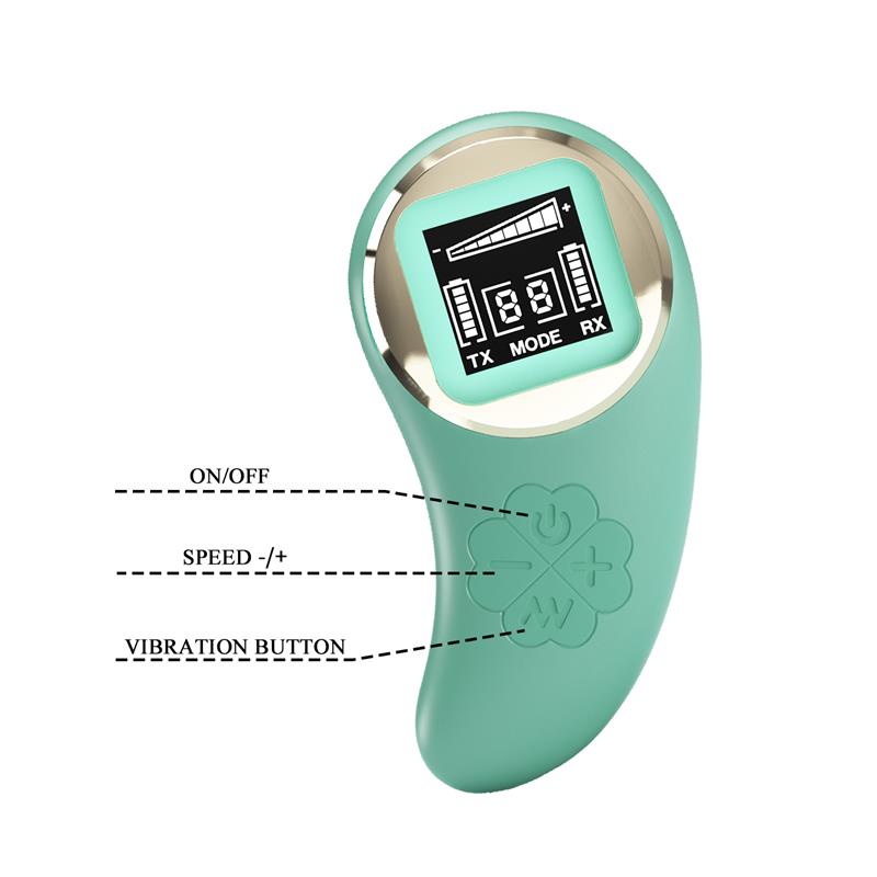 PRETTYLOVE - VIVIAN VIBRATING EGG WITH DIGITAL SCREEN REMOTE CONTROL GREEN