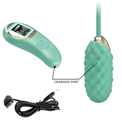 PRETTYLOVE - VIVIAN VIBRATING EGG WITH DIGITAL SCREEN REMOTE CONTROL GREEN
