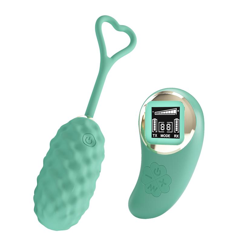 PRETTYLOVE - VIVIAN VIBRATING EGG WITH DIGITAL SCREEN REMOTE CONTROL GREEN
