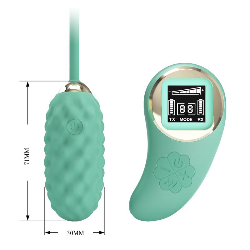 PRETTYLOVE - VIVIAN VIBRATING EGG WITH DIGITAL SCREEN REMOTE CONTROL GREEN