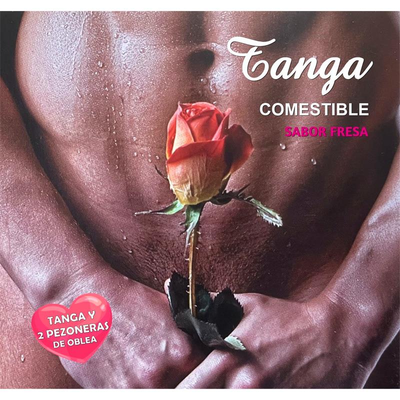 HOT FLOWERS - WAFER THONG AND TWO STRAWBERRY FLAVORED NIPPLE COVERS