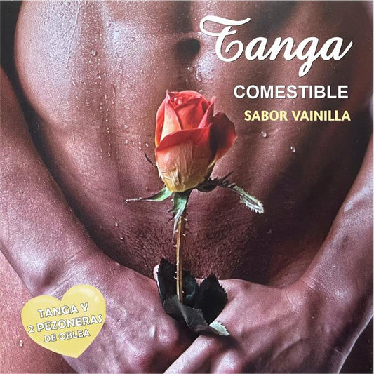 HOT FLOWERS - WAFER THONG AND TWO VAINILA FLAVORED NIPPLE COVERS