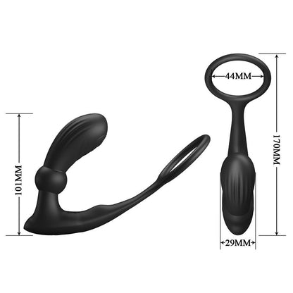 PRETTYLOVE - WARREN REMOTE-CONTROLLED VIBRATING AND PULSATING ANAL PLUG AND PENIS RING