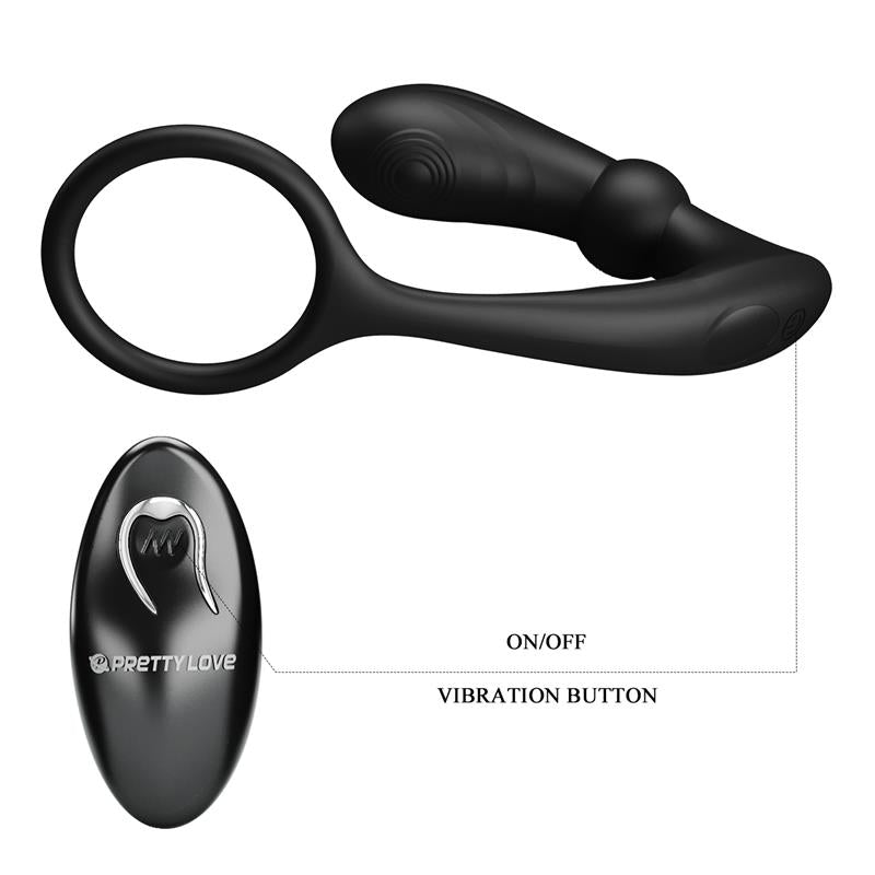 PRETTYLOVE - WARREN REMOTE-CONTROLLED VIBRATING AND PULSATING ANAL PLUG AND PENIS RING