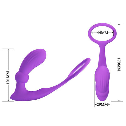 PRETTYLOVE - WARREN REMOTE-CONTROLLED VIBRATING AND PULSATING ANAL PLUG AND PENIS RING