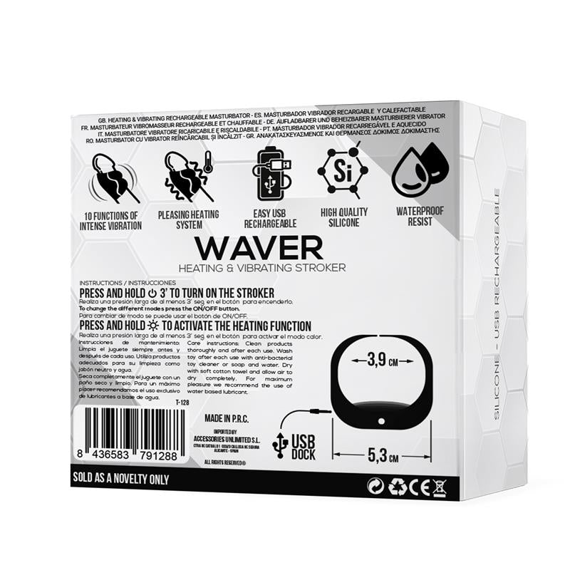 TARDENOCHE - WAVER MALE MASTURBATOR HEAT AND VIBRATION FUNCTION FLEXIBLE USB SILICONE