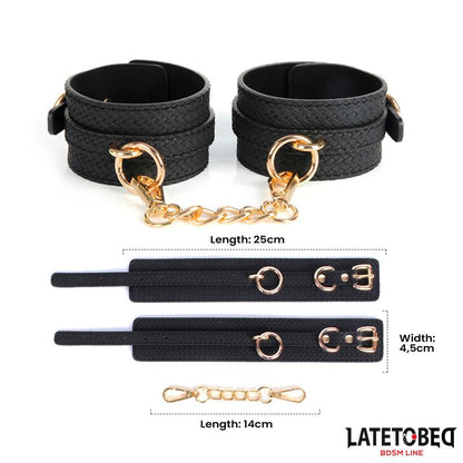 LATETOBED BDSM LINE - WEAVING PATTERNS ANKLE CUFF GOLDEN CHAIN