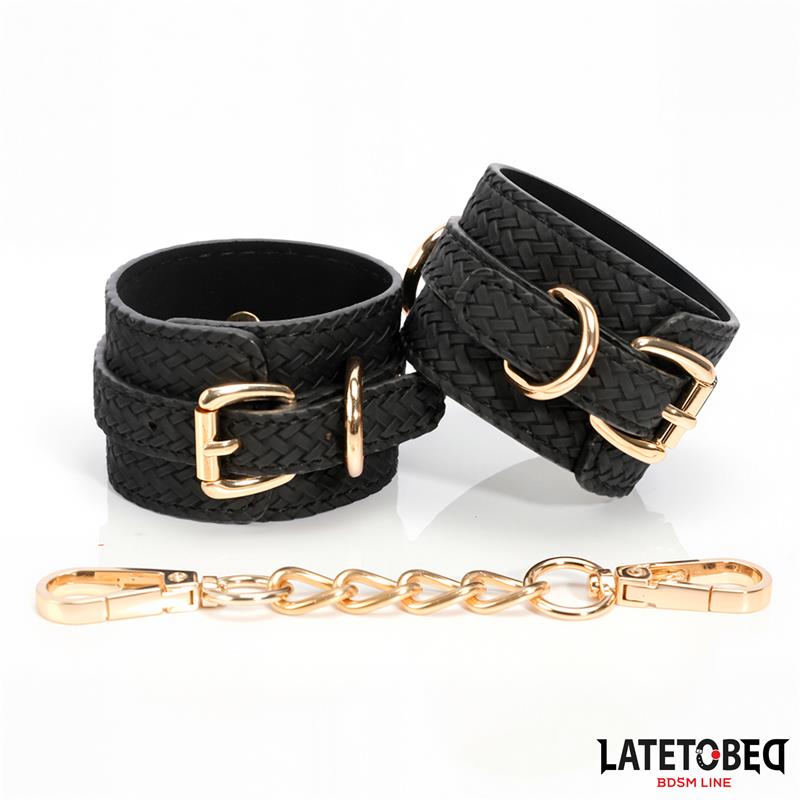 LATETOBED BDSM LINE - WEAVING PATTERNS WRIST CUFF GOLDEN CHAIN