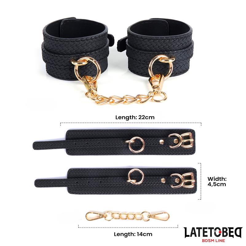 LATETOBED BDSM LINE - WEAVING PATTERNS WRIST CUFF GOLDEN CHAIN