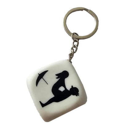 DIVERTY SEX - WHITE POSITION DICE KEYCHAIN