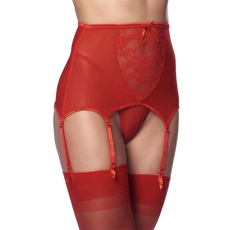 AMORABLE - WIDE GARTER BELT WITH STOCKING RED