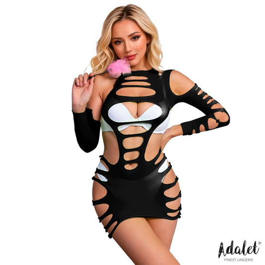 ADALET LINGERIE - WILLOW HLLOW-OUT DRESS BLACK ONE SIZE