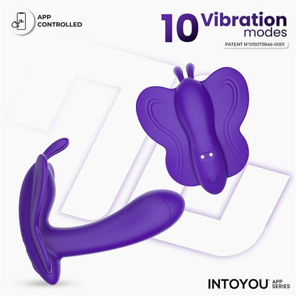 INTOYOU APP SERIES - WINGY BUTTERFLY VIBRATOR WITH APP DARK PURPLE