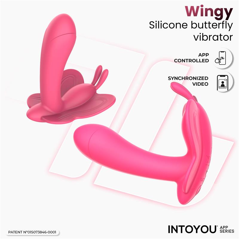 INTOYOU APP SERIES - WINGY BUTTERFLY VIBRATOR WITH APP PEACH RED