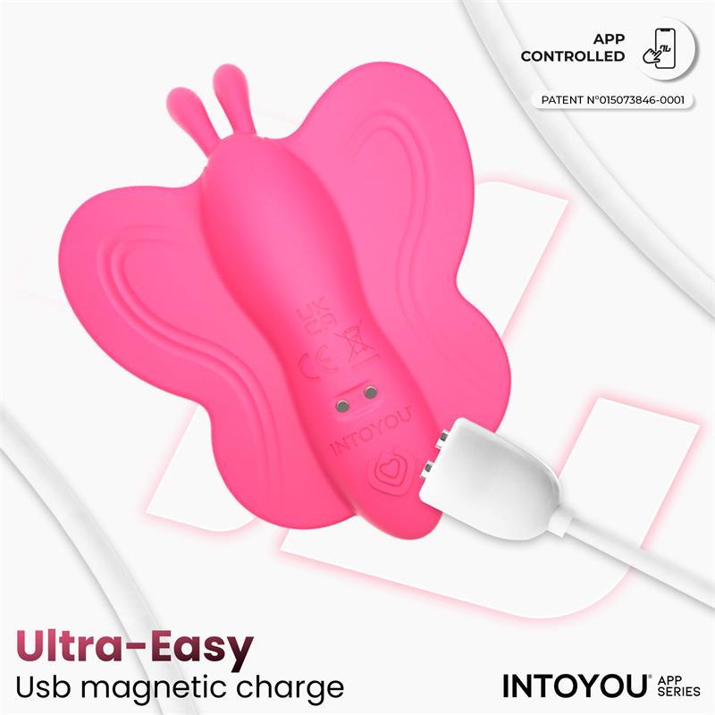 INTOYOU APP SERIES - WINGY BUTTERFLY VIBRATOR WITH APP PEACH RED