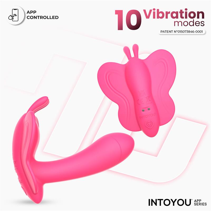 INTOYOU APP SERIES - WINGY BUTTERFLY VIBRATOR WITH APP PEACH RED