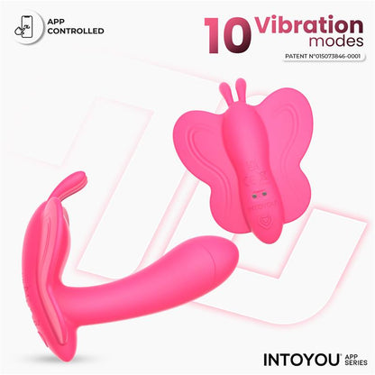 INTOYOU APP SERIES - WINGY BUTTERFLY VIBRATOR WITH APP PEACH RED