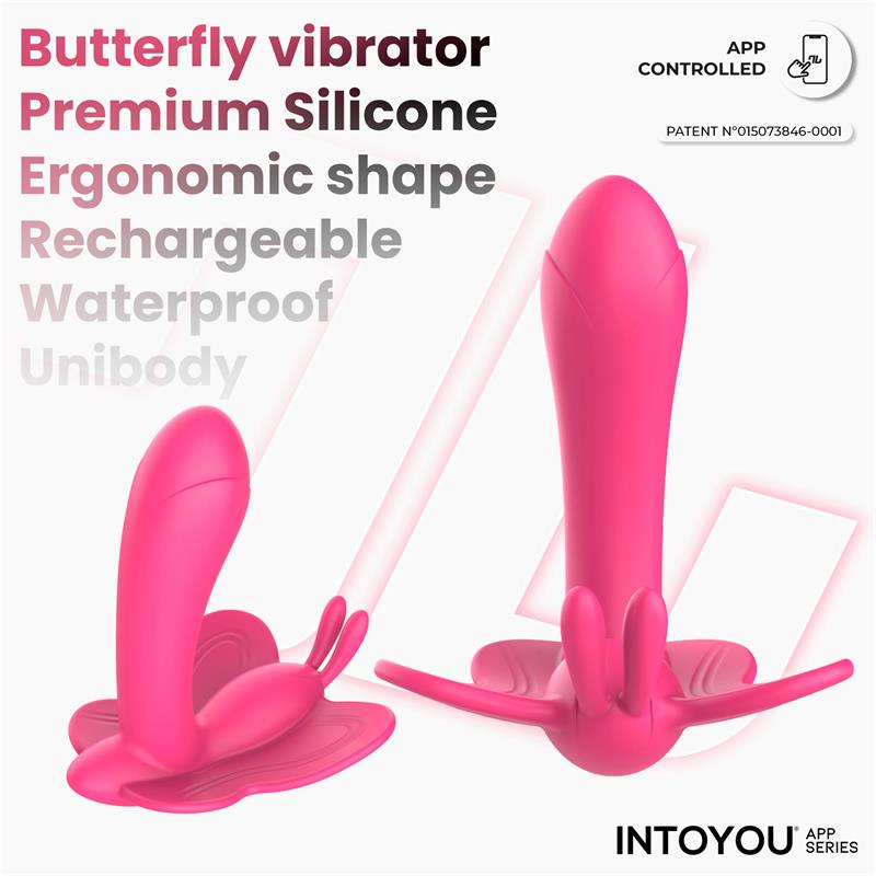 INTOYOU APP SERIES - WINGY BUTTERFLY VIBRATOR WITH APP PEACH RED