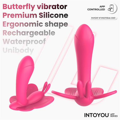 INTOYOU APP SERIES - WINGY BUTTERFLY VIBRATOR WITH APP PEACH RED