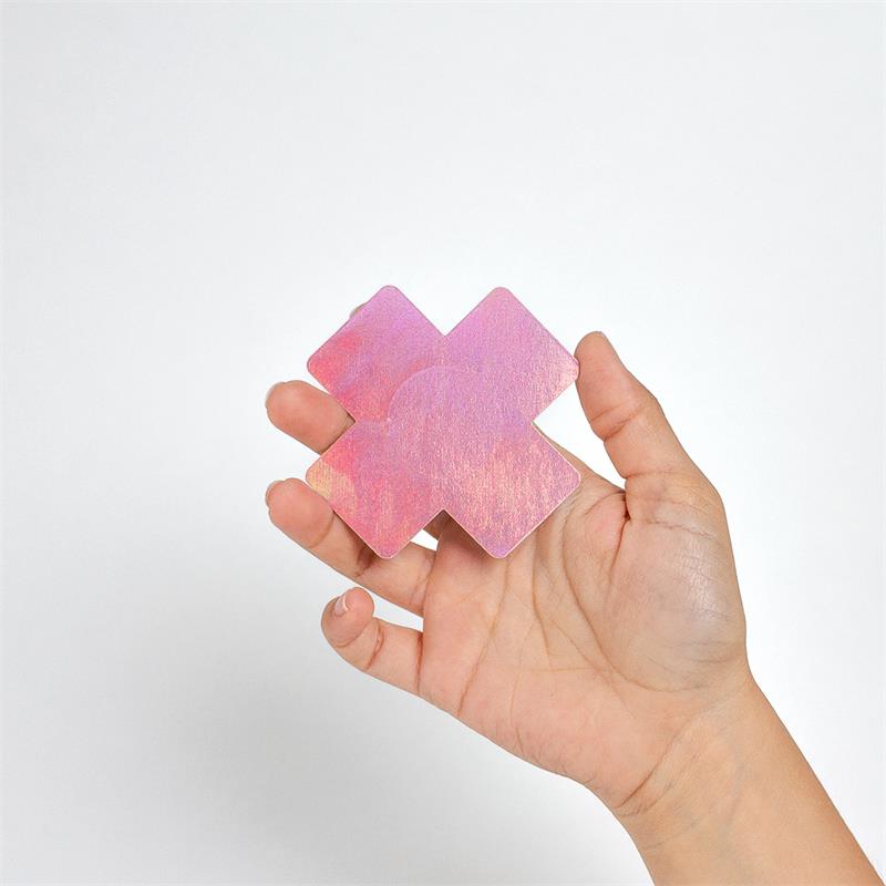 SECRET PLAY - WOW BOOBS! NIPPLE COVERS CROSS SHAPPED HOLOGRAFIC